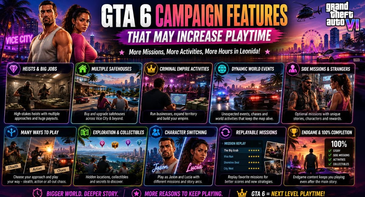 GTA 6 Campaign Features That May Increase Playtime